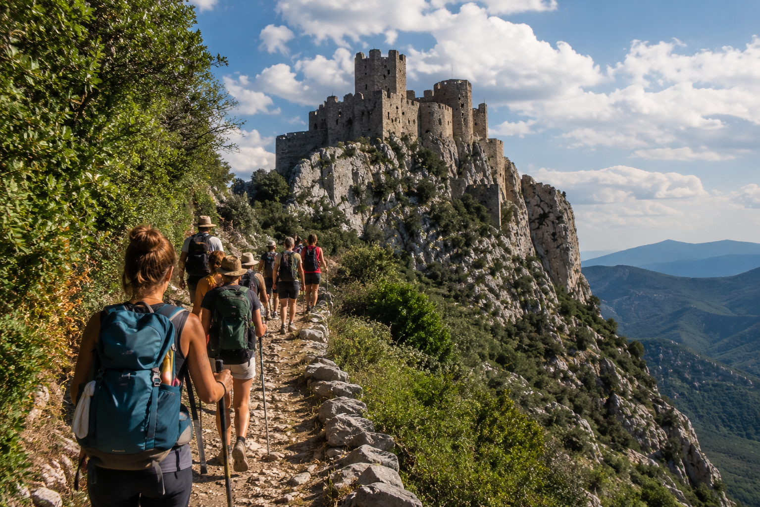 People exploring the culture and countryside around Carcassonne